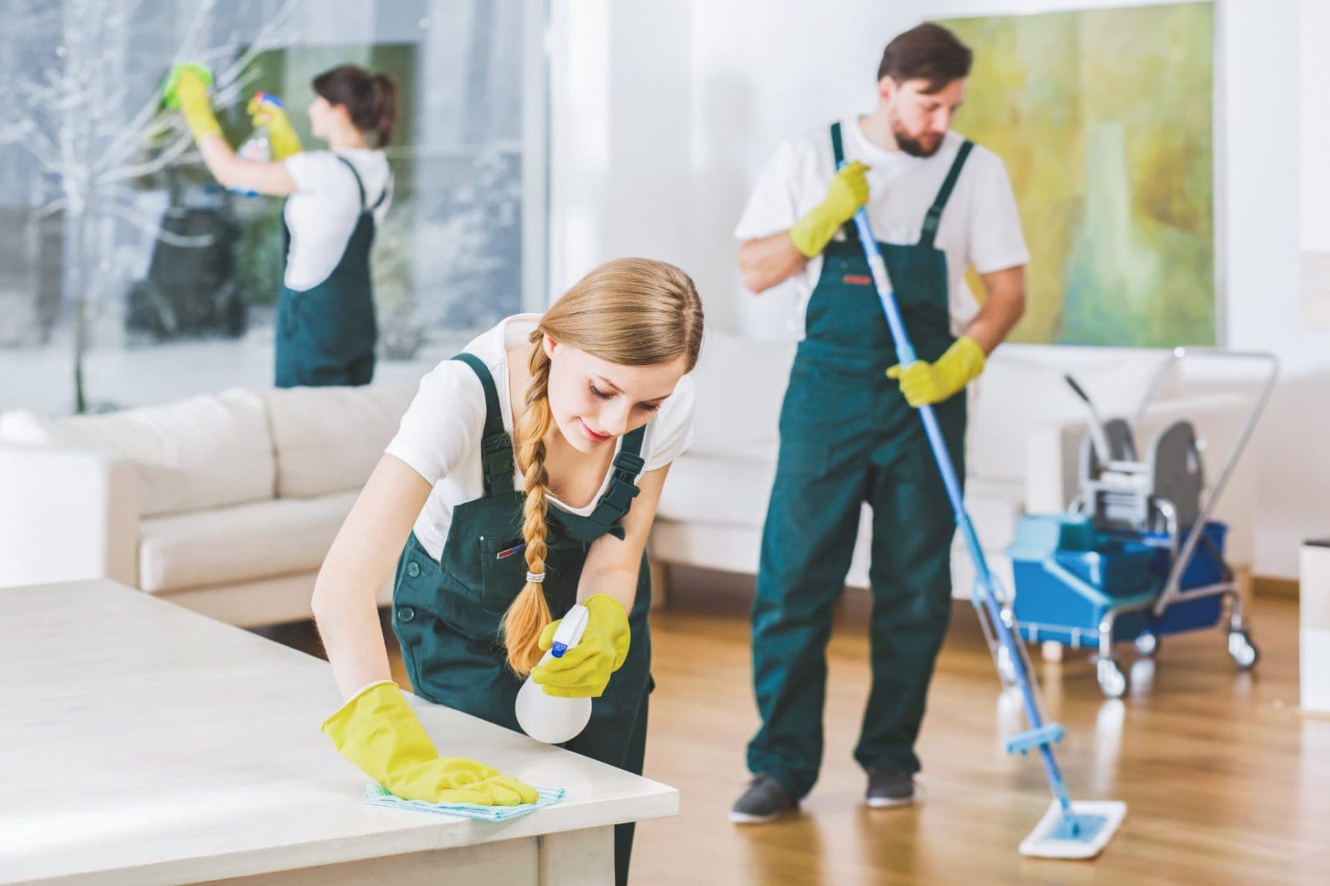 Texas Best maid service team cleaning a living room